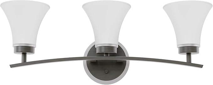 Anta Modern Farmhouse 3-Light Vanity Light Indutrial Wall Sconce Lighting with Etched Glass Shade in Brushed Nickel Finish for Bathroom, Hallway, Entryway, Kitchen, Mirror, Laundry Room