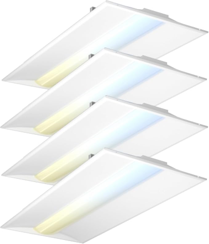 2x4 FT LED Center Basket Troffer Panel Light Drop Ceiling Fixture | Dimmable 72/60/50/40/30W, 5CCT Color Tunable 3000K-6500K 120-277V-ETL Qualified 4-Pack