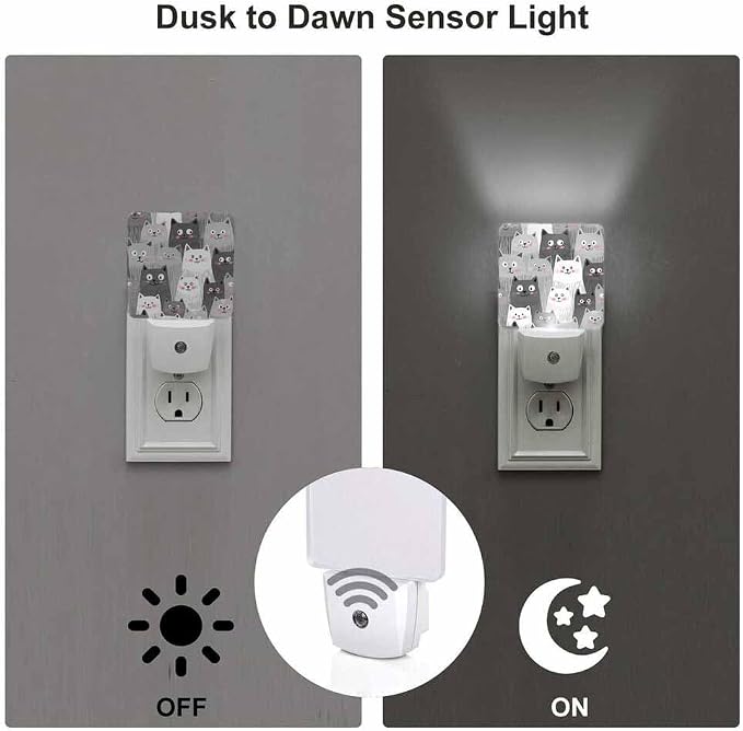 Cartoon Cat Night Light Cute Little Kitten LED Night Lights Plug into Wall for Stairway Hallway Bedroom 0.5W Nightlight