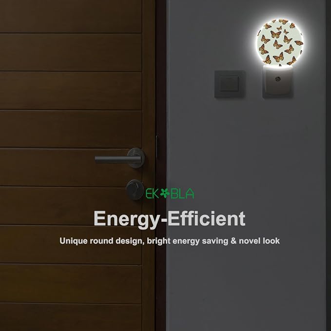 EKOBLA Monarch Butterfly Night Light, Butterfly Night Lights Plug Into Wall with Dusk to Dawn Auto Sensor for Bedroom, Bathroom and Corridor