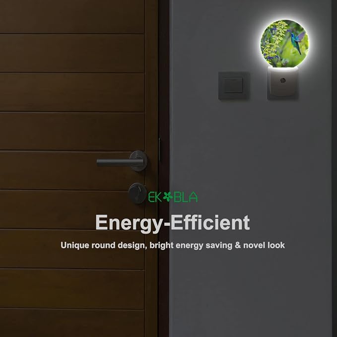 EKOBLA Hummingbird Night Light, Spring Garden Bird and Flower Night Lights Plug Into Wall with Auto Sensor for Home Indoor Decor