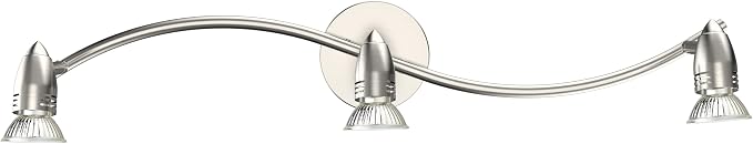 Track Lighting, Modern 3-Light Decorative Brushed Steel Flush Mount Ceiling Light Fixture, GU10 Pivot Heads, Adjustable Arms Directional Ceiling Spotlight, 28 Inch