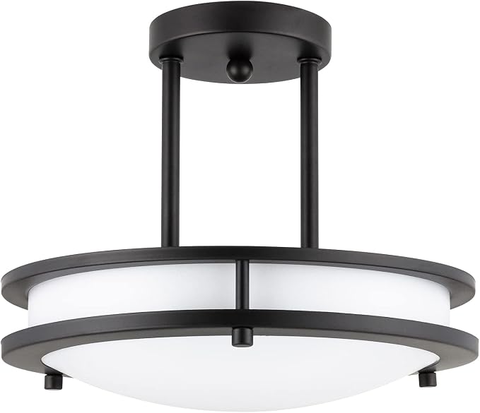 Diodesy- Semi Flush Mount Double Ring Ceiling Light 12-Inch Modern Close to Ceiling LED Light Fixture Oil Rubbed Bronze for Hallway Bedroom Living Room Kitchen Dimmable 30K/40K/50K 3CCT 15W 1050 Lumen
