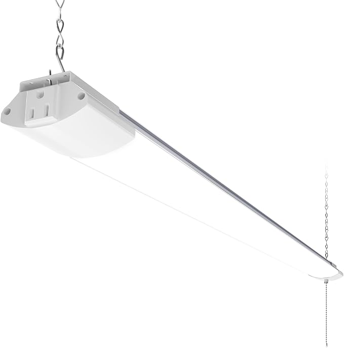 Barrina BS84 LED Shop Lights 4FT for Workshop, 84W 10000LM 5000K, 1 Pack | 4FT for Garage Basement, Hanging or Flush Mount, Linkable to 3, Heat Dissipation with Pull Chain Switch, Frosted Cover, White