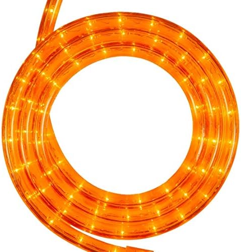 Wintergreen Lighting 18' 216-Bulb Commercial Grade Incandescent Orange Rope Light Kit, Halloween Rope Light, Includes Mounting Clips, 120V, ½ Inch, 2-Wire