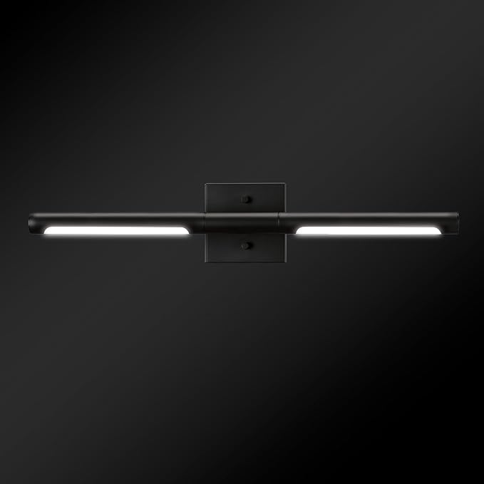 Globe Electric 63000203 5-Piece All-in-One Bathroom Set, 2-Light LED Vanity Light, Matte Black, 1200 Lumen, Towel Bar, Robe Hook, Toilet Paper Holder, Towel Ring, Bathroom Lights Over Mirror