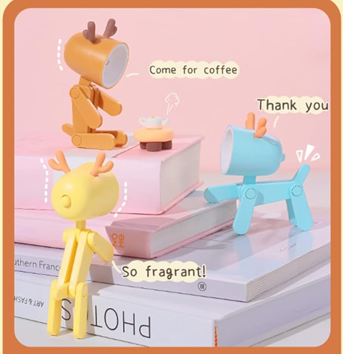 Cute Night Light for Kids, Mini Led Table Desk Lamp, Decorative Lamp Indoor Nightstand, Animal Pet Nightlights, Christmas Decorate Birthday Gifts for Children, Students (1 x Blue Deer)