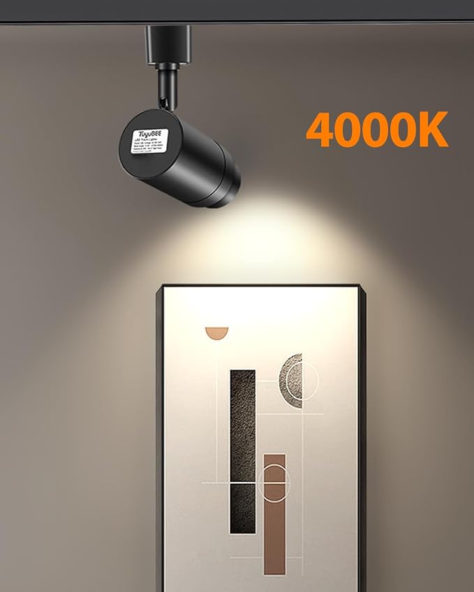 Zoomable 8-Light LED Track Lighting Kit with 6.6FT H Track Lighting Rail & Floating Canopy Connector, Modern Kitchen Track Lighting Fixtures Ceiling Spotlight, 12W Track Heads 4000K Black