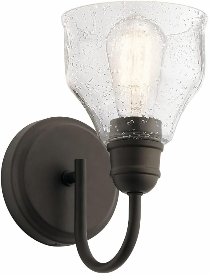 Kichler Avery 9.25" 1 Light Vanity Light with Clear Seeded Glass Brushed Nickel