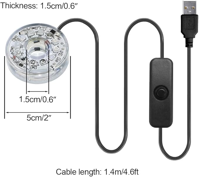 LED Aquarium Light, Colorful Submersible LED Light Waterproof USB Underwater Light for Aquarium Fish Tank