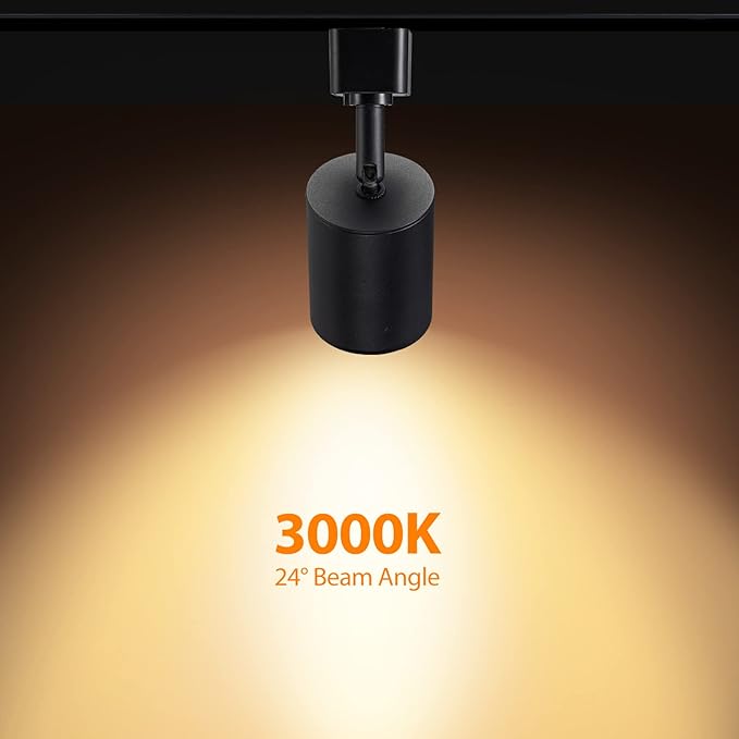 VANoopee 6 Pack 10W Dimmable LED Track Lighting Heads H Type Track Light Replacement Fixtures Bright 3000K Warm White Ceiling Spotlight for Accent Task Art, Flicker Free CRI90+ 24° 800lm Black