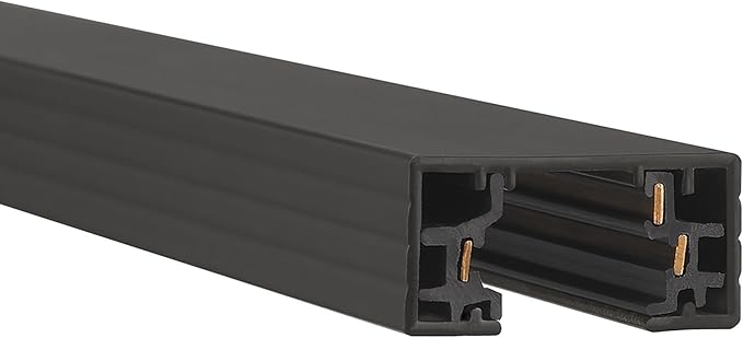 WAC Lighting H Track 8FT Single Circuit Field Cuttable 120V Track for H Style 3-Wire Track Fixtures with 2 Endcaps in Black