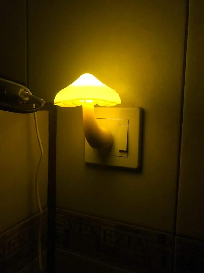 AUSAYE Sensor LED Night Lights for Adults Kids NightLight Cute Mushroom Night Light Plug in Wall Lamps for Bedroom, Bathroom,Toilet, Stairs, Kitchen, Hallway Corridor Warm Yellow
