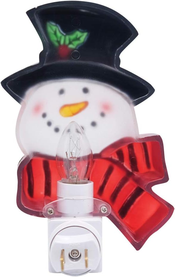 DRomance Christmas Decoration Night Light Plug in with Switch Manual On/Off, Nightlight for Kids Incandescent Bulb Included with 360 Degree Swivel Plug, Snowman Night Light Bedroom