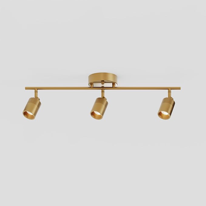 Shura Antique Brass 3-Light Track Light with Rotatable Heads, Integrated LED Bulbs, 2 ft. Track Lighting Kit, 3000k, 1470 Lumens