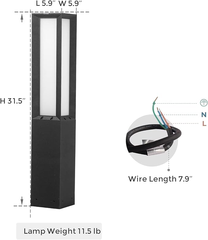 Landscape Path Light, Aluminum 8W 800LM Luxury LED Lighting, 32 Inches Modern Outdoor Bollard Lighting for Lawn, Patio, Courtyard and Driveway Decoration | Aluminum 8W 800LM Luxury LED Lighting, Modern Outdoor Bollard Lighting for Lawn Patio Courtyard ...