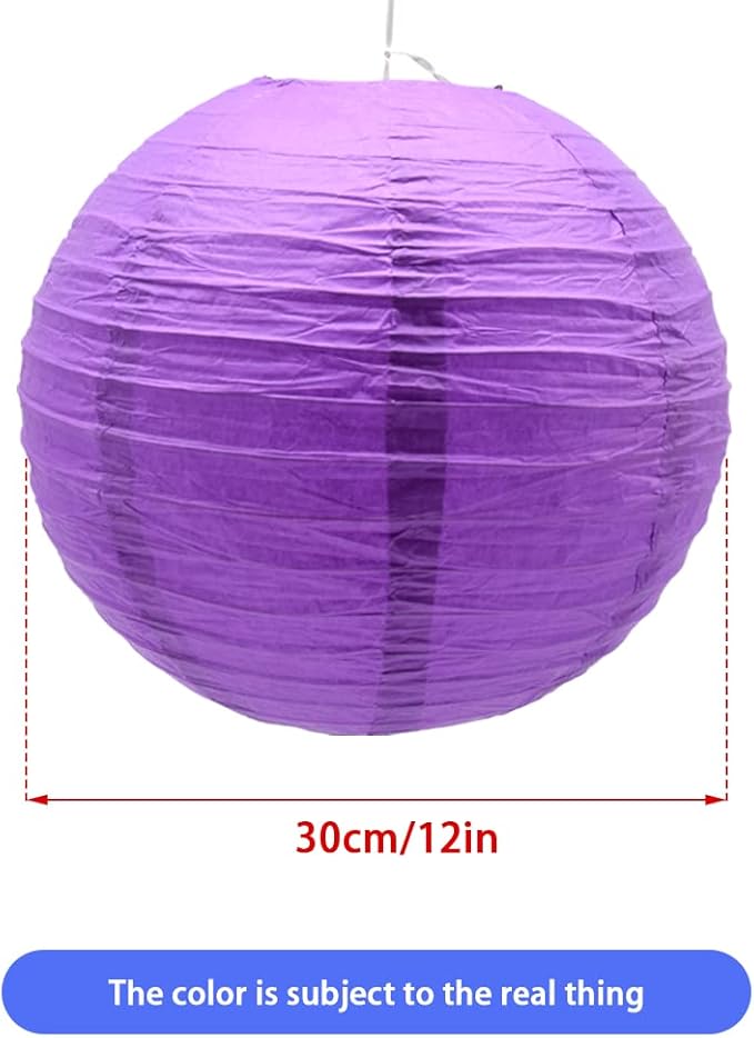 3pcs Paper Lanterns Decorative Round Chinese Paper Lanterns for Birthday Halloween Wedding Baby Bridal Shower Home Decor Party Decoration (12in/Deep Purple)