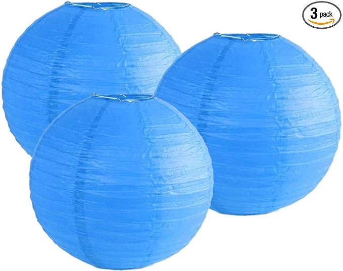 Pack of 3 Paper Lantern Lampshade Party Birthday Baby Shower Wedding Celebration Decoration (Blue, 10" (25cm))