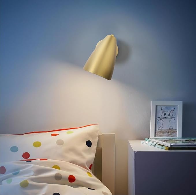 Modern Wall Sconce with Dimmer Switch, Brass Metal Wall Lamp Lighting, Adjustable Light Angle, E26 Bulb Base Reading Lighting for Wall Painting Bedroom Hallway Living Room Dining Room
