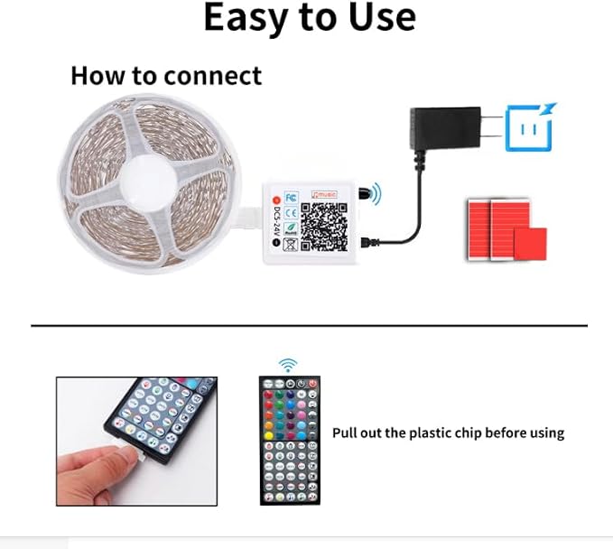 NBBUFF Led Lights for Bedroom 50FT, RGB Led Strip Lights Music Sync | DIY Color Changing LED Light Strip with Remote & App Controll, Led Lights for Room Decor (1 Roll of 50ft)