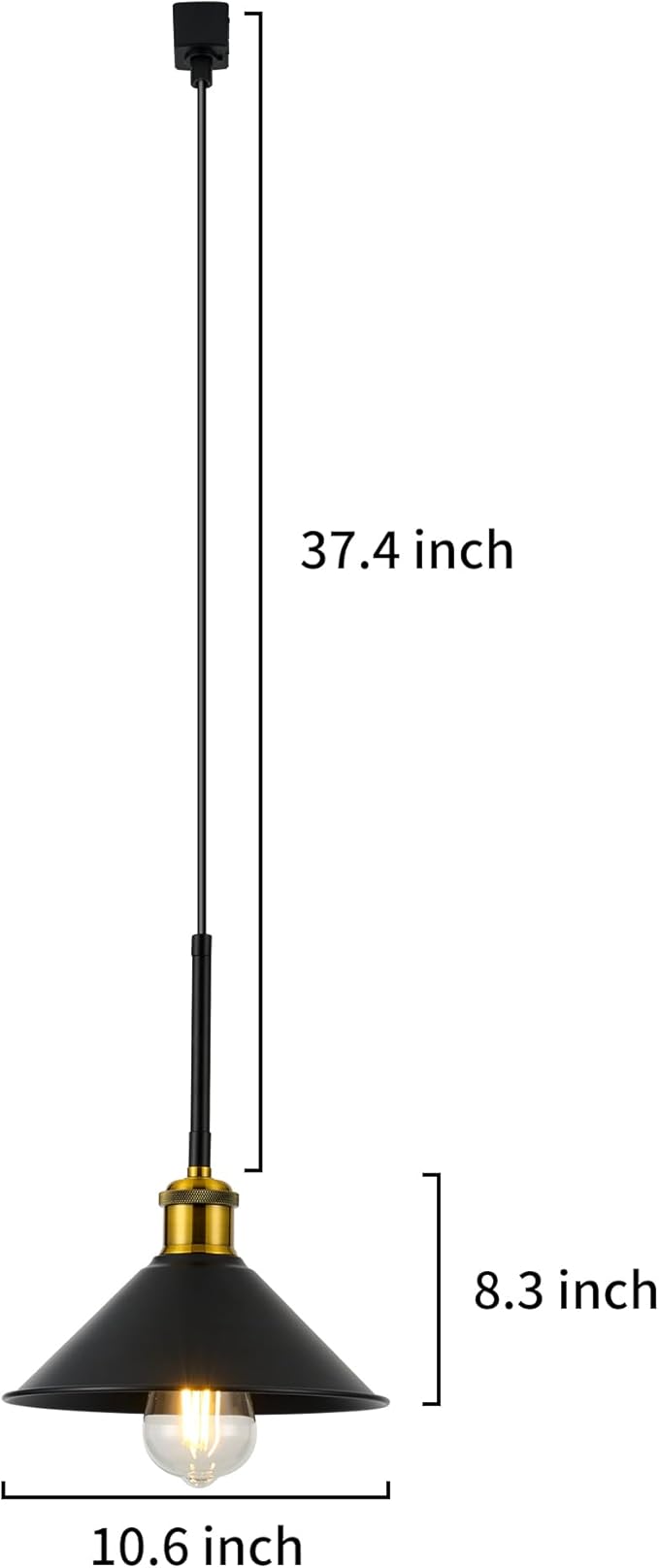 H Type Track Pendant Lighting Black Industrial Ceiling Track Hanging Light Fixtures Pendant, Compatible with H Type Track Lighting Rail, E26 Socket,3 Pack (Bulbs Not Included)