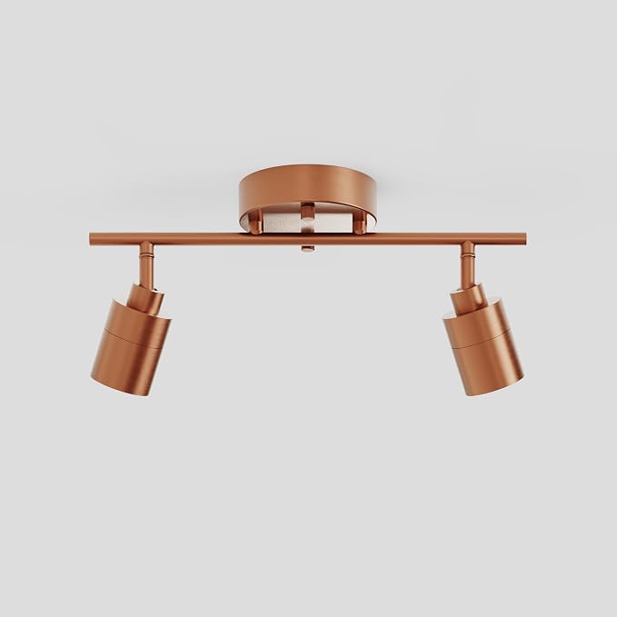Shura Brushed Copper 2-Light Track Light with Rotatable Heads, Integrated LED Bulbs, 15 in. Track Lighting Kit, 3000k, 1120 Lumens