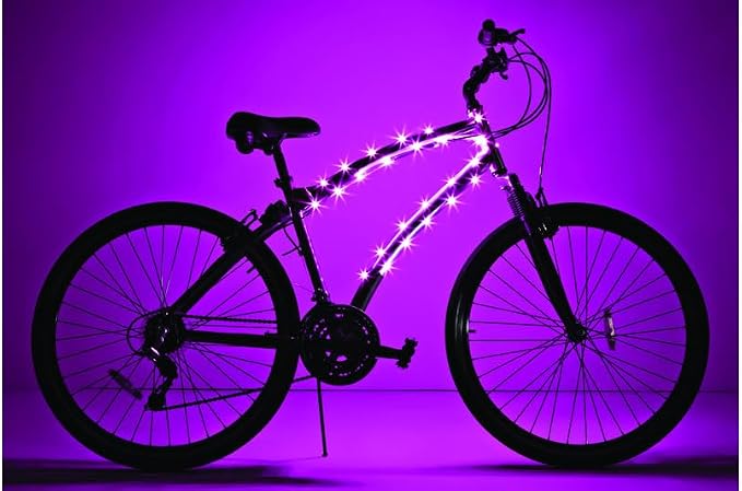 Brightz CosmicBrightz LED Bike Frame Rope Light - 6.5-Foot String Rope - Battery-Powered with On/Off Switch - Ultra Bright Color Keeps Your Ride Fun and Safe for Kids, Teens, & Adults