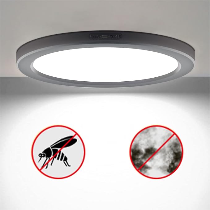 ETL 7 inch Small LED Flush Mount Ceiling Light Dimmable,5000K Daylight Ultra Slim Round Flat Panel Ceiling Light Fixture,Modern Ceiling Lamp for Closet,Kitchen,Bathroom 7inch-1 Pack(Black)