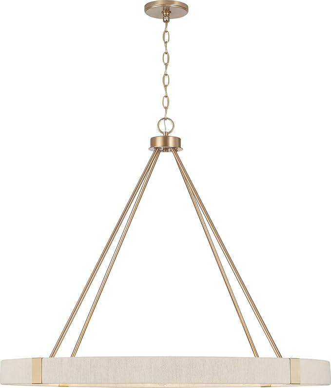 Capital Lighting 449881MA Delaney Modern Hand-Wrapped Rope Round Chandelier, 8-Light 480 Total Watts, 30" H x 36" W, Matte Brass