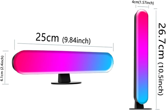2pcs Smart LED Light, RGB Ambient Light Bars, Rhythm Lamp, Remote and APP Control, Music Sync Backlight for Gaming TV Bedroom, Desktop Lamp with Color Adjustable, timed Control