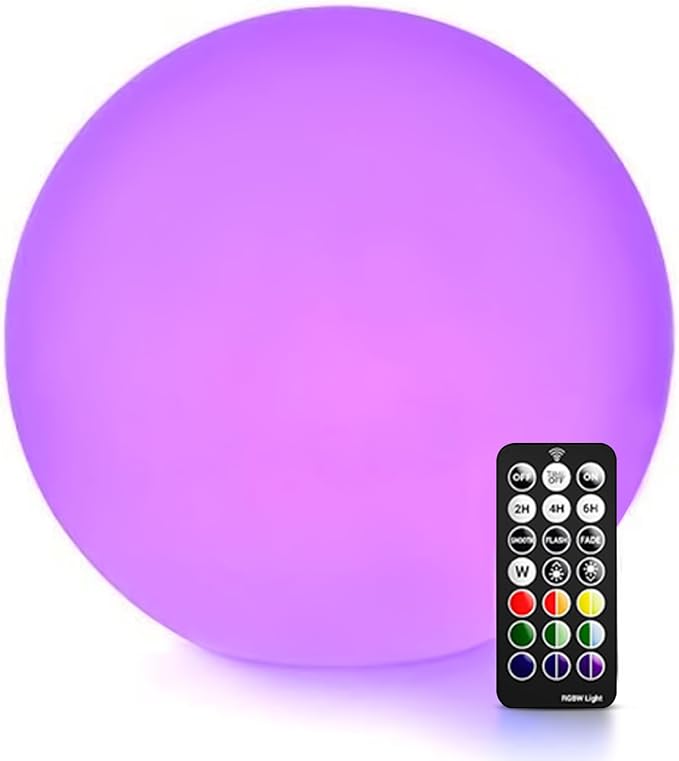 LOFTEK 12-inch LED Light Ball, Rechargeable Waterproof Globe Lamp w/Remote | 16 Colors Dimmable Sphere Night Light, Cordless & Color Change, Sensory Lamp for Home, Party, patio Decor