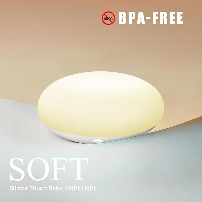 Portable Night Light for Nursery - Baby Night Lamp for Breastfeeding, Soft Silicone Touch Lamp, Egg Light for Kids, with 11 Colors Changing & Eye Caring, Stepless Dimming