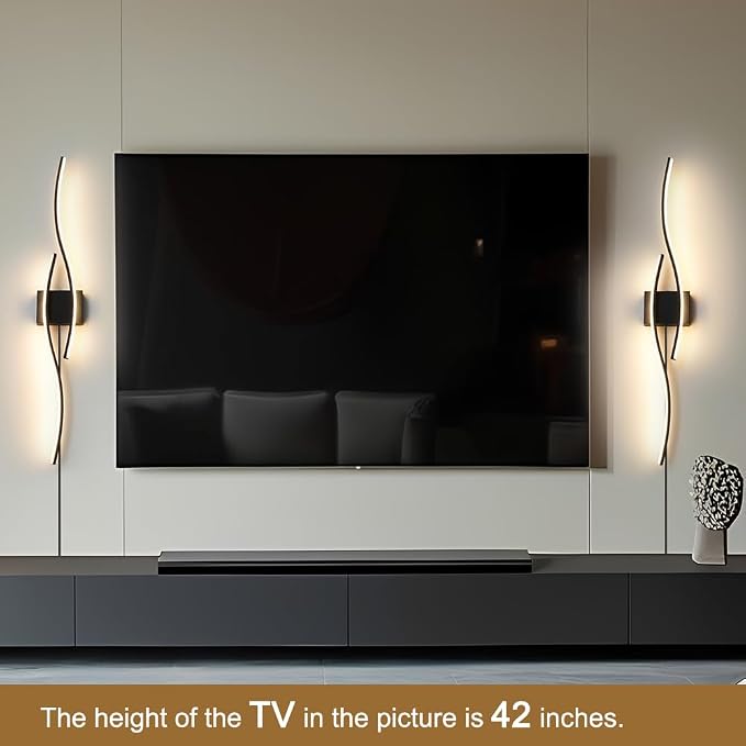 Daunton Modern Plug in Wall Sconces Set of Two, RC Dimmable LED Plug in Wall Light, Black Sconce Wall Lighting for Living Room, Hallway, Bedroom