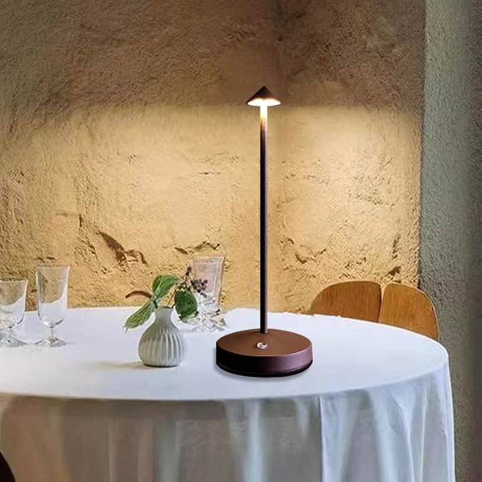 Cordless Table Lamps,Rechargeable Led Touch Bar Lamp, Portable Battery Desk Lamp,2 Level Brightness Dimmable Night Light,Minimalist Design, for Living Room/Restaurant/Couple Dinner/(Rust)