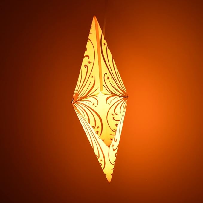 Swirl Power Paper Star Lantern with 12 Foot Power Cord Included, 24" W x 24" H x 10" D, Electric