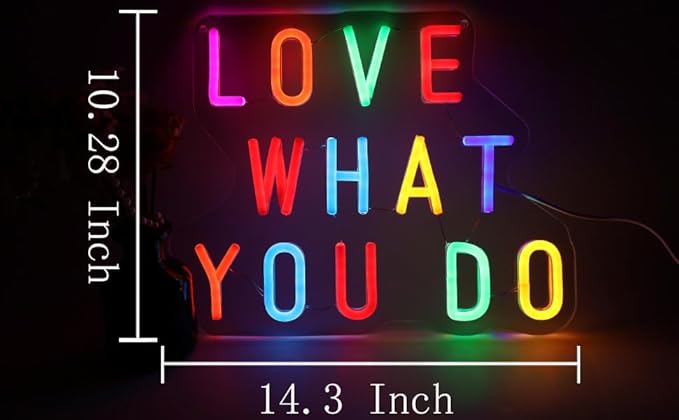 Love What You Do LED Neon Sign, Inspirational Wall Decor with Dimmable USB Powered Neon Light for Bedroom, Living Room, Office, Bar Decor Holiday Birthday Gift