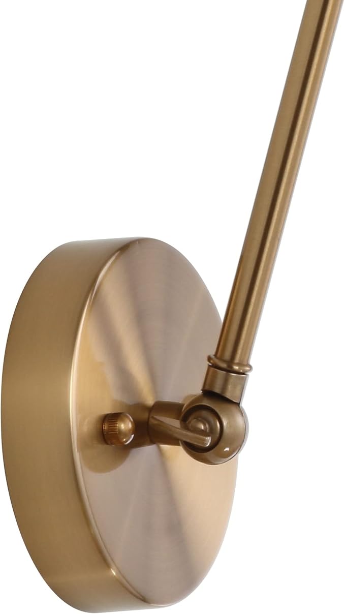 JONATHAN Y 7" Brass Gold Classic Industrial Metal Adjustable Arm LED Wall Sconce for Bedside Reading, Farmhouse Swing Arm Wall Lamp with Metal Shade, Hardwired (JYL7461A-SET2)