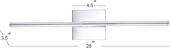 JONATHAN Y Makena 28" 1-Light LED Wall Sconce, Chrome, Set of 2 | Dimmable, Modern, Integrated 12W, Hardwired, Sleek Metal, Ambient, Bathroom Mirror, Bedroom, Hallway, Vanity Mount