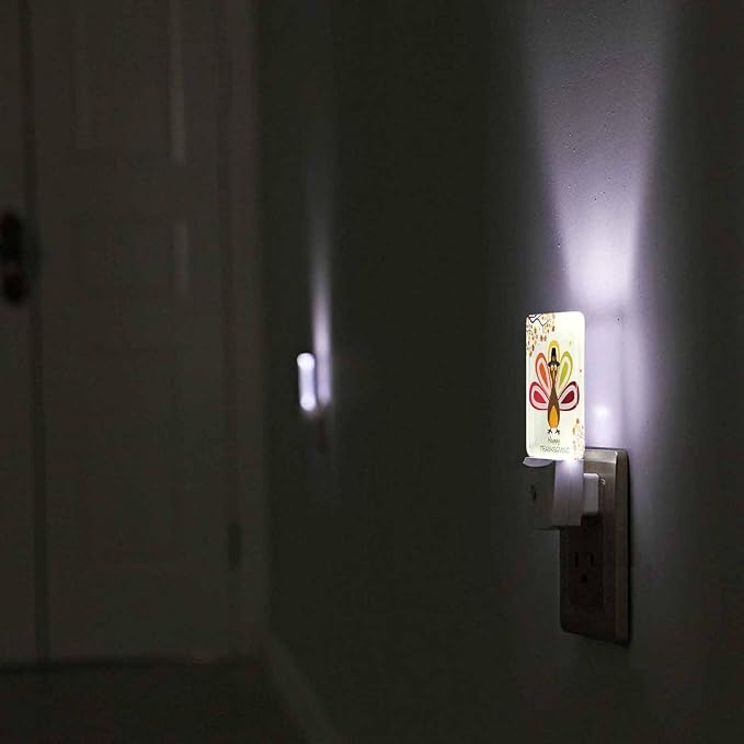 LED Night Light Plug into Wall with Dusk to Dawn Light Sensor White Energy Efficient Thanksgiving Turkey Happy Nightlight for Bedroom Bathroom Hallway Living Room Kitchen