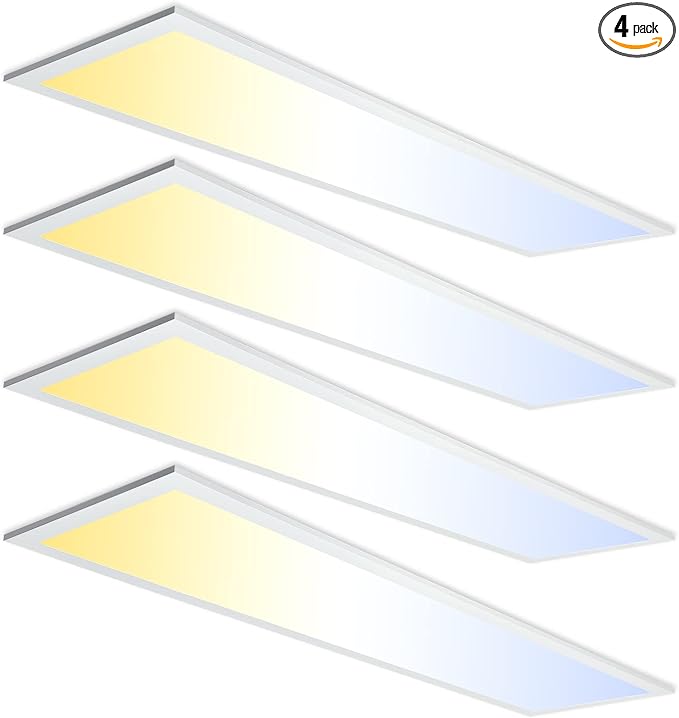 1x4 LED Flat Panel Light LED Troffer Drop Ceiling Light 4 Pack | 5000K/4000K/3000K, 20W/30W/40W, 0-10V Dimmable, 100-277V, ETL Listed, DLC Listed, Ideal for Classrooms, Conference rooms