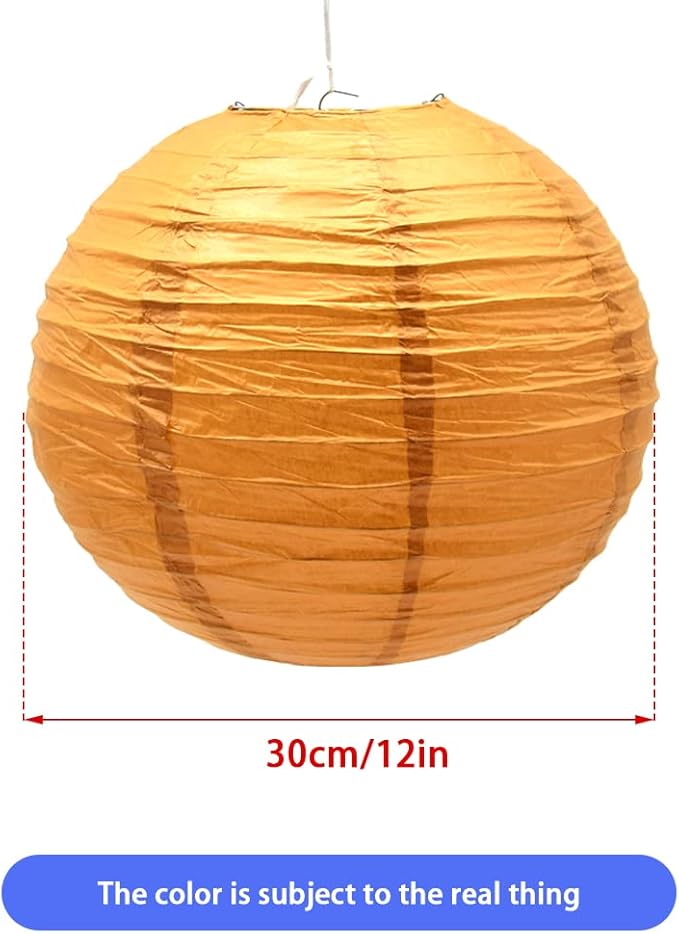 3pcs Paper Lanterns Decorative Round Chinese Paper Lanterns for Birthday Halloween Wedding Baby Bridal Shower Home Decor Party Decoration (12in/Khaki)