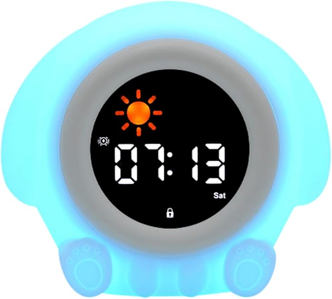Puppy Cartoon Ok to Wake Alarm Clock, White Noise Tap Night Light for Room | 6 White Noise Sounds, 8 Light Modes, Dual Alarm & Snooze, Dimmable LED, Type-C Rechargeable, 12/24 Hour Display