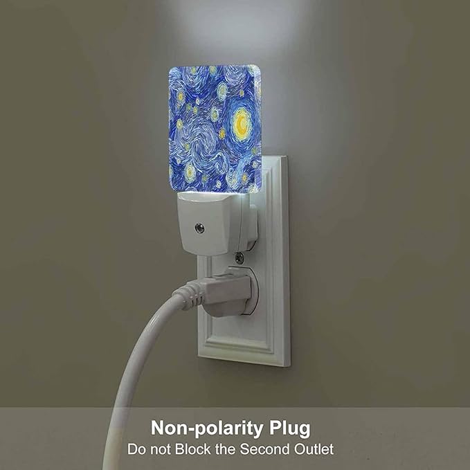 LED Night Light,Glowing Moon and Starry Sky LED Night Light Plug into Wall with Dusk to Dawn Light Sensor White Energy Efficient Nightlight for Bedroom Bathroom Hallway Living Room Kitchen