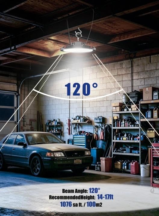 160W UFO LED High Bay Light, 24,000LM LED Shop Lights for Garage Warehouse Workshop, 5000K Daylight IP65 Waterproof Commercial Ceiling Fixture, 700W HPS/MH Equiv, ETL Listed, 6ft Cord, 1-Pack