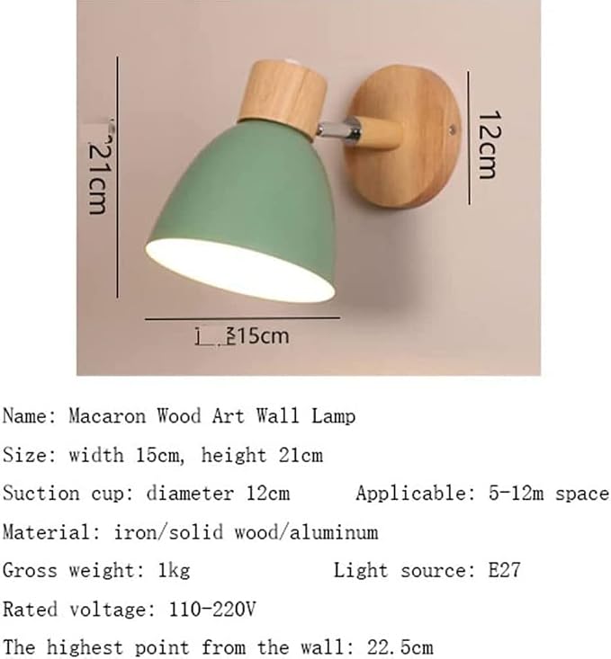 LED Indoor Wall Light, Wall Sconce Indoor Bedside Lamp Wall Wash Light Fixtures Wall Sconce Lamps E27 Wood Lamp Holder for Living Room Aisle Corridor Bedside Reading (Color : Blue)