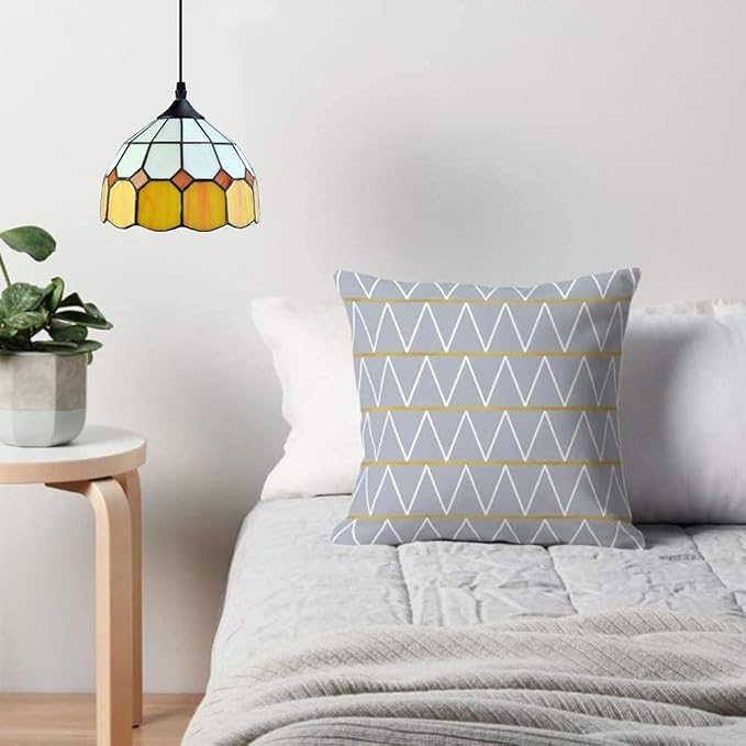 Tiffany Hanging Pendant Light - Dimmable Mini Plug in Light Fixture, Perfect Vintage Swag Ceiling Lamp for Dining Room, Bedroom or Porch,16.4 Ft Hanging Cord, 7.9" Width