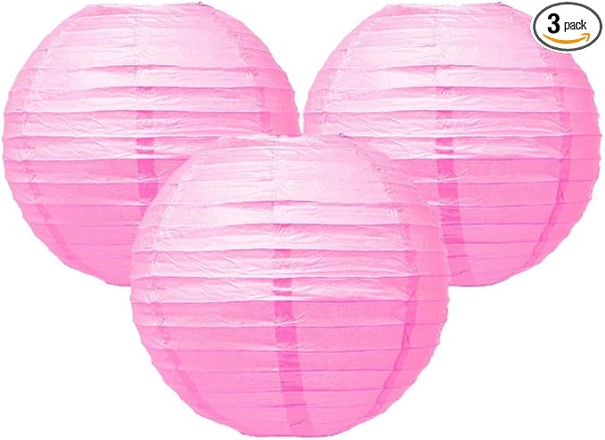 Pack of 3 Paper Lantern Lampshade Party Birthday Baby Shower Wedding Celebration Decoration 4"(10cm) -16"(40cm) (Rose Pink, 4" (10cm))
