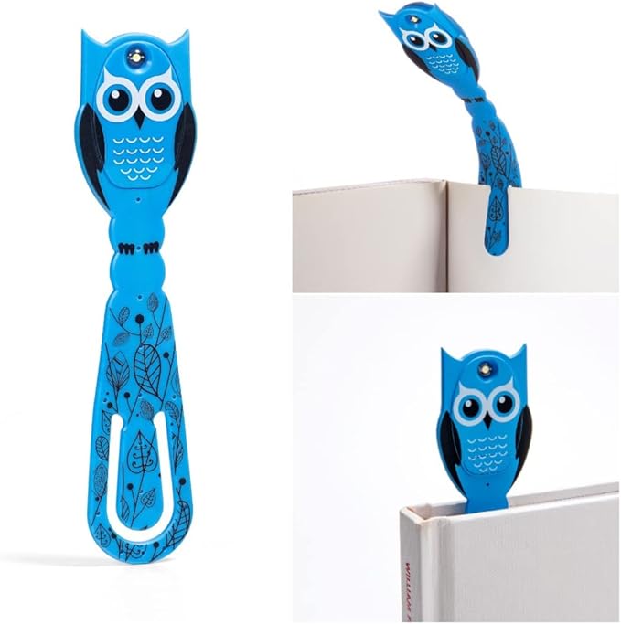 Gifts for Readers & Writers Book Light for Kids, Clip On Reading Light for Bed, 2in1 Flexilight Pals & Bookmark, Small & Lightweight with a Soft Glow, 2 Batteries Included, Owl
