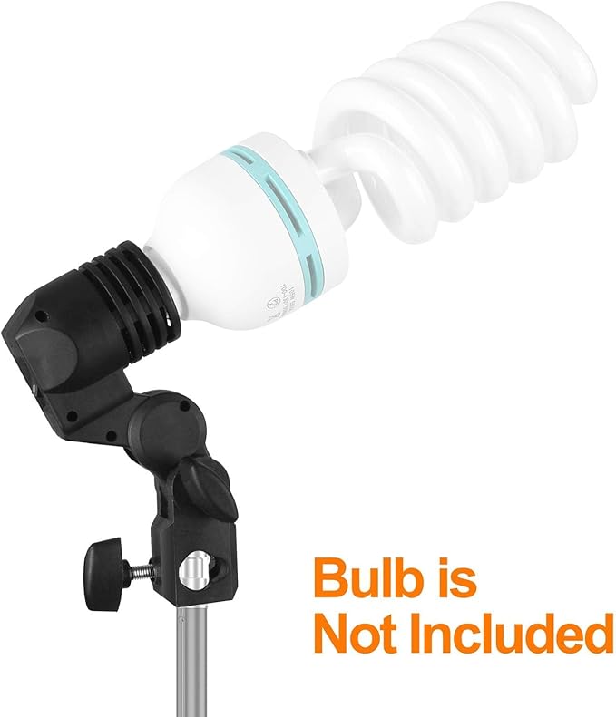 EMART Light Bulb Stand, E26 / E27 AC Socket with Umbrella Lamp Holder, Photography Lighting Mount for Photo Video Studio - 2 Pack
