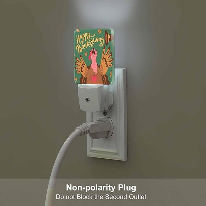 LED Night Light Plug into Wall with Dusk to Dawn Light Sensor White Energy Efficient Cartoon Character Turkey Nightlight for Bedroom Bathroom Hallway Living Room Kitchen